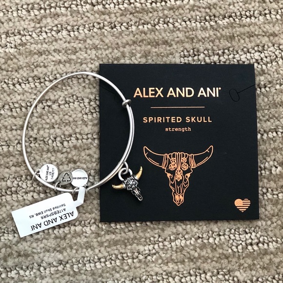 NWT! Alex and Ani Spirited Skull charm bracelet - Picture 2 of 4